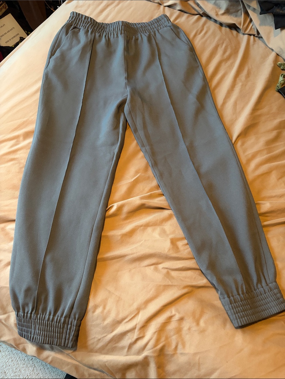 Shinestar Women's Elastic-Waist Gray Casual Jogger Pants
